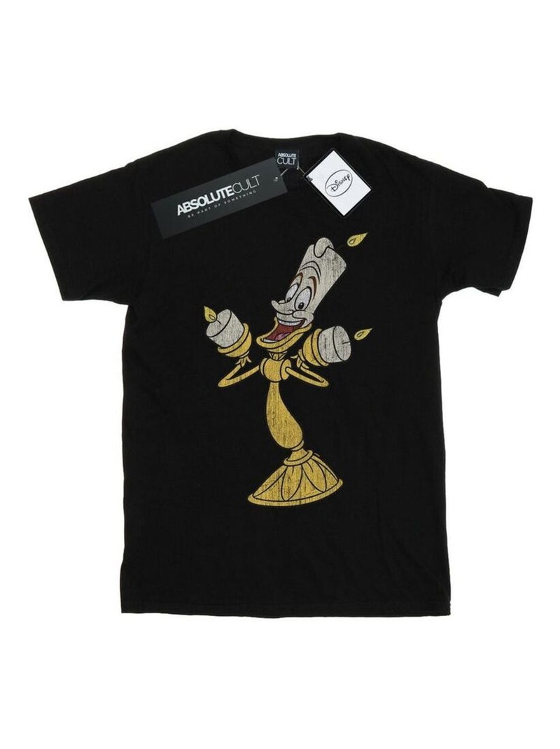 Disney - Camiseta Beauty And The Beast de Lumiere Efecto Envejecido para Hombre Negro - Kiabi