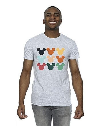 Disney - Camiseta de Mickey Mouse Cuadrado de Cabezas para Hombre