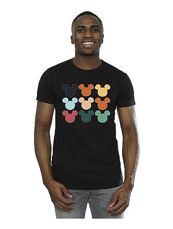 Disney - Camiseta de Mickey Mouse Cuadrado de Cabezas para Hombre