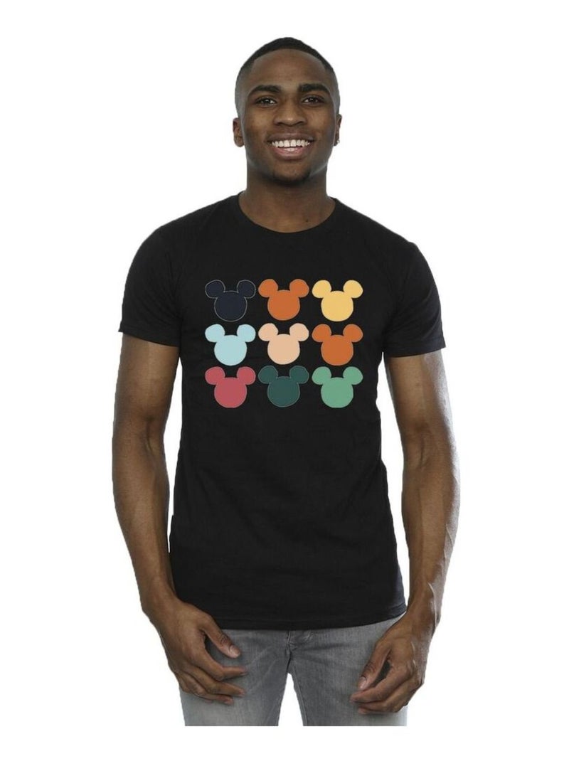 Disney - Camiseta de Mickey Mouse Cuadrado de Cabezas para Hombre Negro - Kiabi