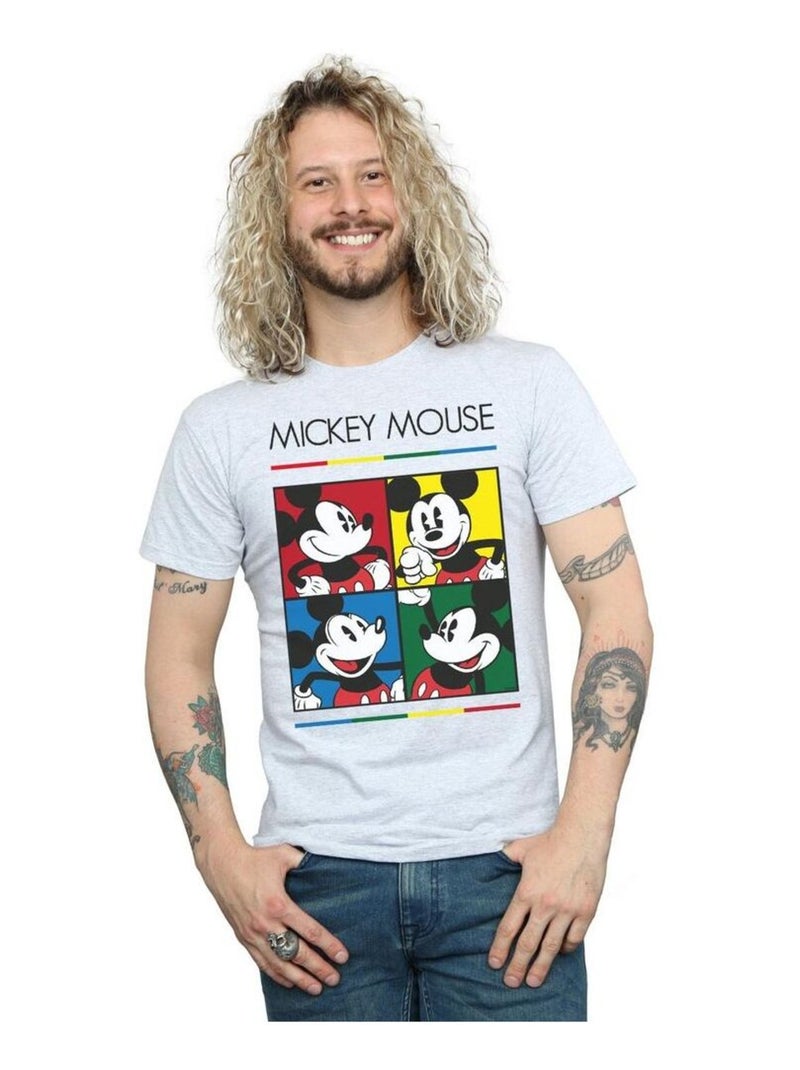 Disney - Camiseta de Mickey Mouse Cuadrado para Hombre Gris jaspeado - Kiabi