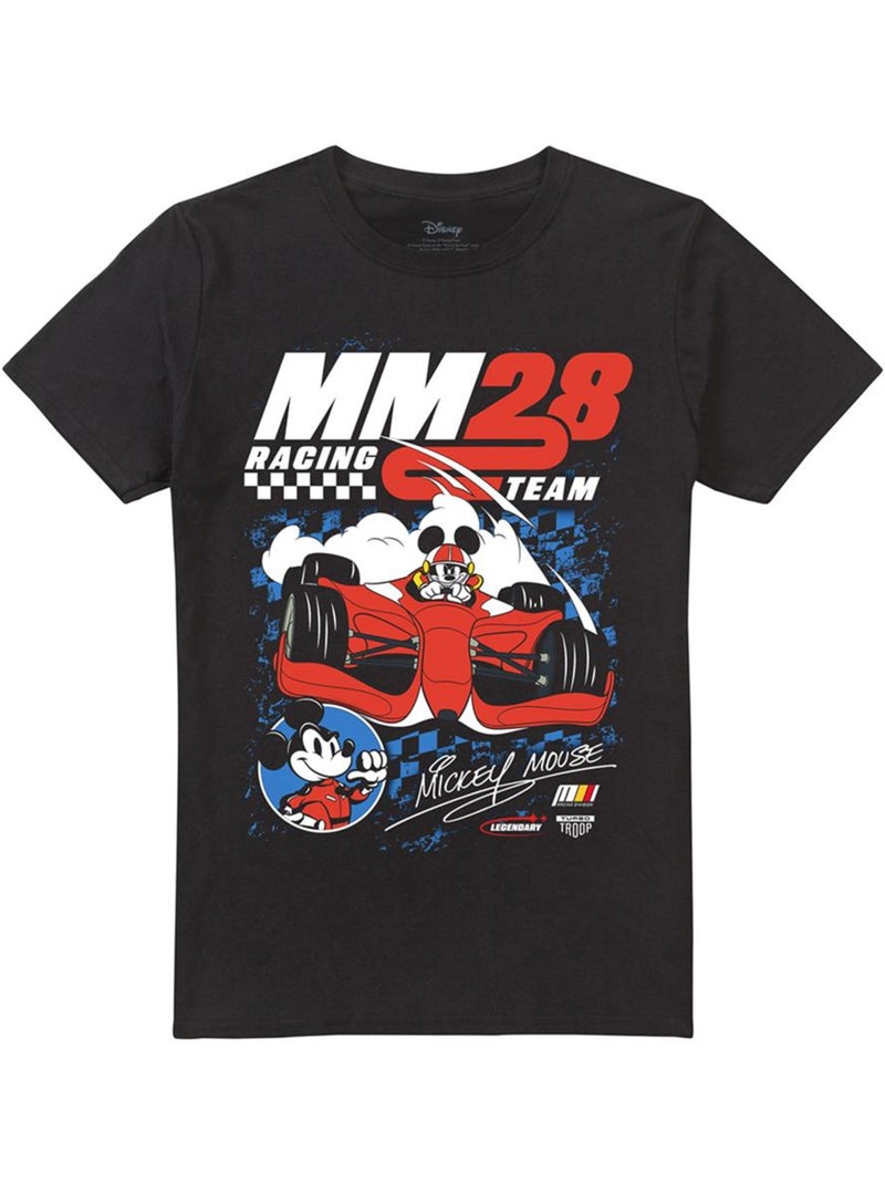 Disney - Camiseta de Mickey Mouse Diseño De cuadros Carreras para Adultos Unisex Negro - Kiabi