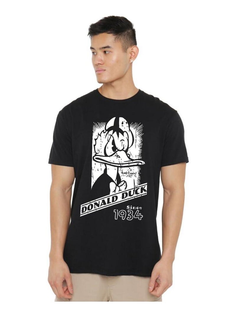 Disney - Camiseta de Pato Donald Retrato Mono para Hombre Negro - Kiabi