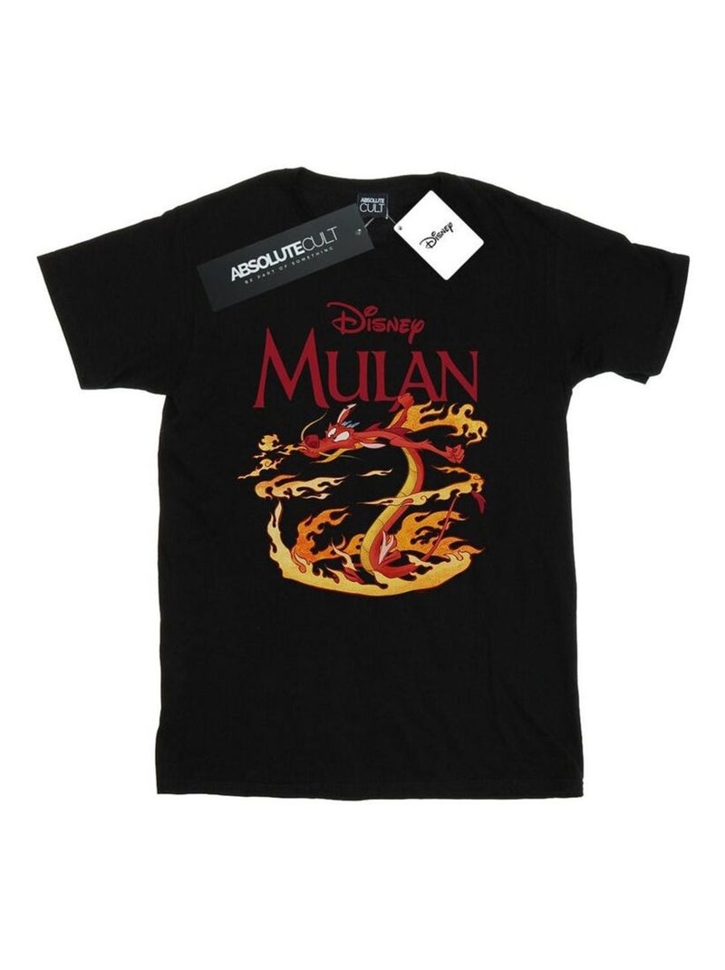 Disney - Camiseta Dragon Fire de Mulan y Mushu Fuego de dragón para Hombre Negro - Kiabi