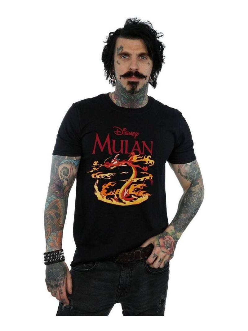Disney - Camiseta Dragon Fire de Mulan y Mushu Fuego de dragón para Hombre Negro - Kiabi