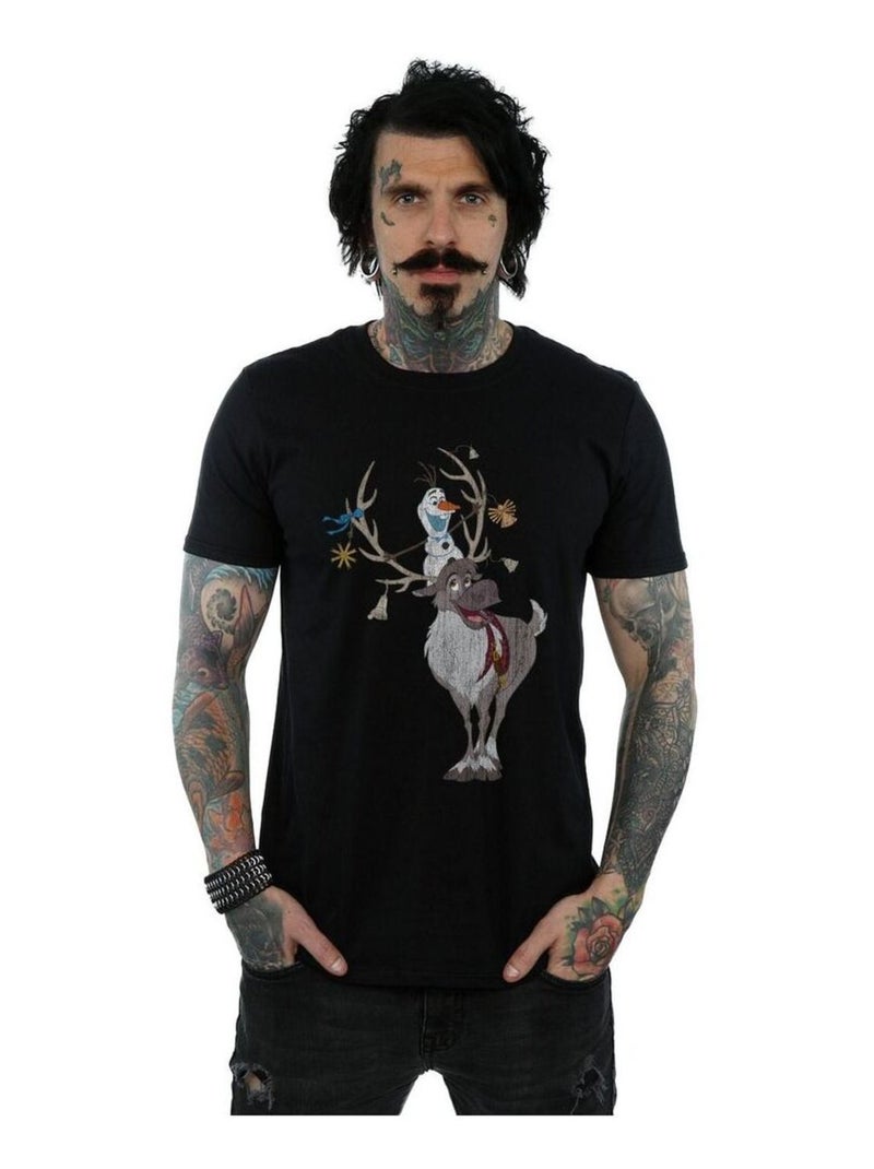 Disney - Camiseta Frozen de Sven y Olaf Adornos navideños para Hombre Negro - Kiabi