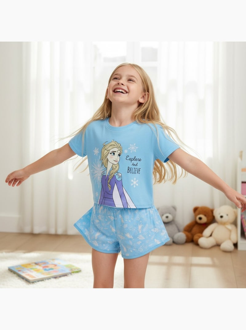 Disney - Conjunto camiseta y short niña Azul - Kiabi