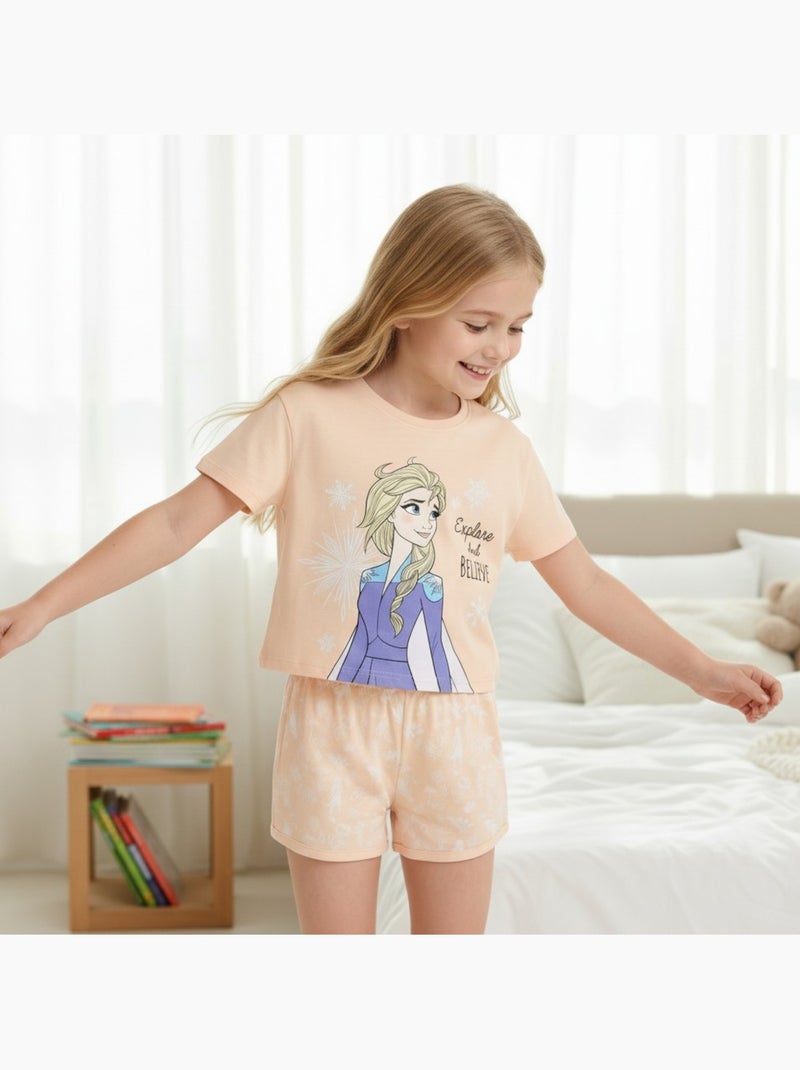 Disney - Conjunto camiseta y short niña Naranja - Kiabi