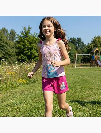 Disney - Conjunto niña La Reina de las Nieves camiseta de tirantes y pantalón corto