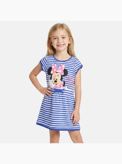 Disney - vestido estampado a rayas, de manga corta y cuello redondo - Kiabi
