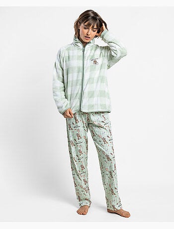 DISNEY Bata Calentita Manga Larga Chip & Dale Green Vichy para Mujer