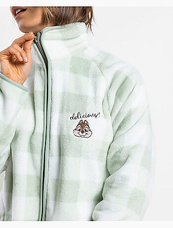 DISNEY Bata Calentita Manga Larga Chip & Dale Green Vichy para Mujer