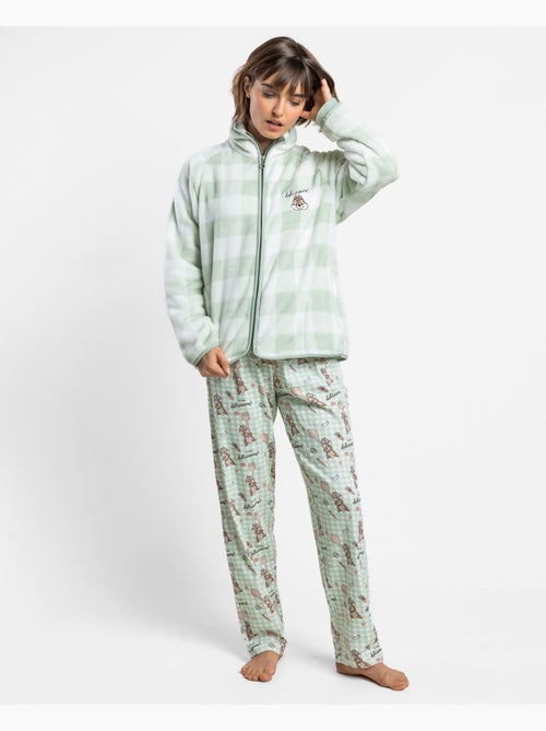 DISNEY Bata Calentita Manga Larga Chip & Dale Green Vichy para Mujer - Kiabi