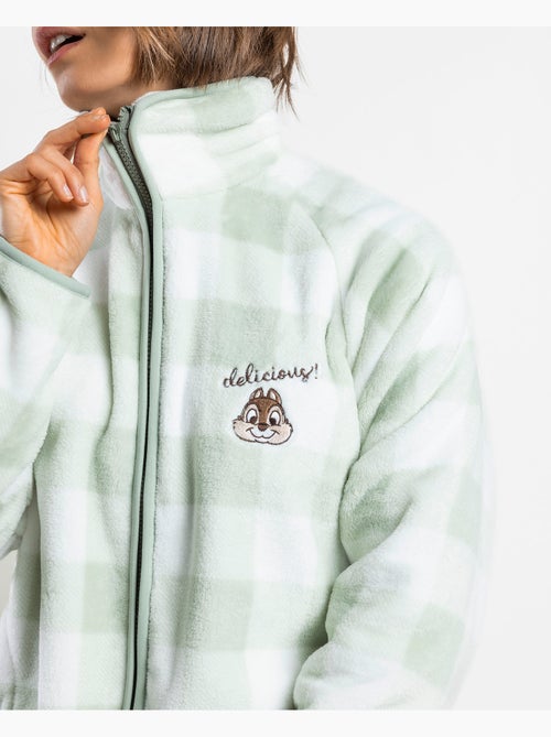 DISNEY Bata Calentita Manga Larga Chip & Dale Green Vichy para Mujer - Kiabi