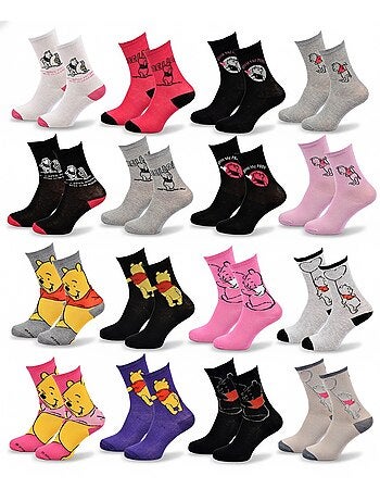 Disney – Calcetines Mujer Licencia Winnie el Pooh Pack de 10 Pares MIX SORPRESA