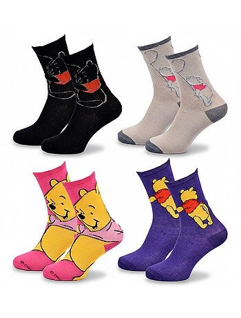 Disney – Calcetines Mujer Licencia Winnie el Pooh Pack de 4 Pares
