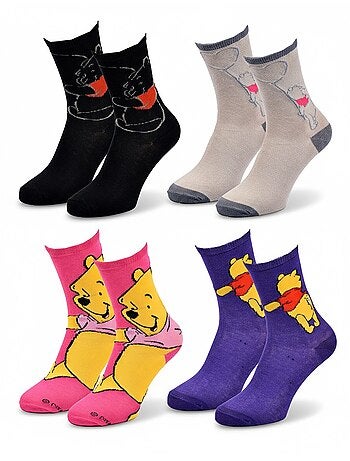 Disney – Calcetines Mujer Licencia Winnie el Pooh Pack de 4 Pares