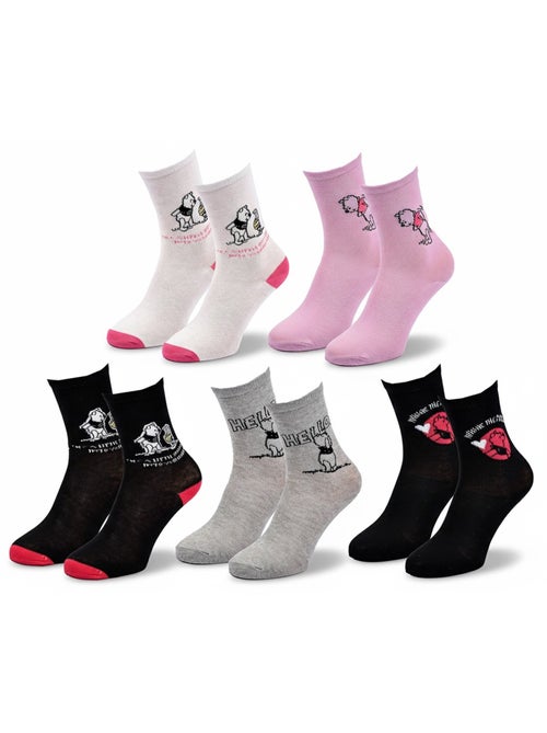Disney – Calcetines Mujer Licencia Winnie el Pooh Pack de 5 Pares - Kiabi