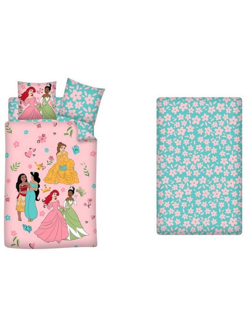 Disney, Juego de sabanas 3 piezas, Infantil Estampado Reversible 100% Algodón, PRINCESAS - Kiabi Disney, Juego de sabanas 3 piezas, Infantil Estampado Reversible 100% Algodón, PRINCESAS - Kiabi