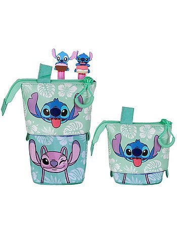 Disney lilo y stitch aloha estuche portatodo cute + 2 bolígrafos de gel borrables, azul
