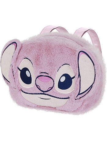 Disney lilo y stitch angel heart mochila plush face, rosa