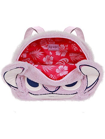 Disney lilo y stitch angel heart mochila plush face, rosa