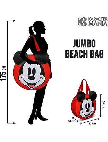 Disney Mickey Mouse Face Bolsa de Playa Jumbo, Multicolor