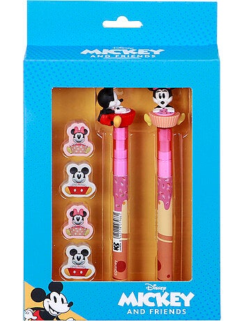 Disney Mickey y Minnie Mix Pack de Bolígrafo de Gel Borrable + Lápiz Eternal + 4 Gomas, Multicolor