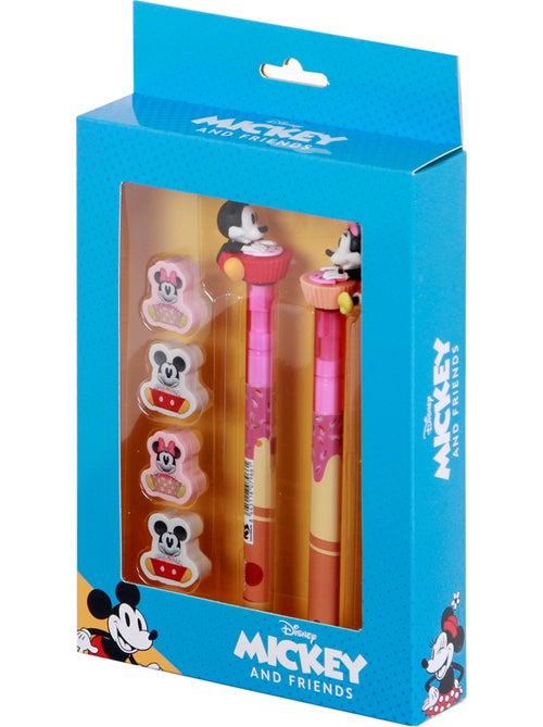 Disney Mickey y Minnie Mix Pack de Bolígrafo de Gel Borrable + Lápiz Eternal + 4 Gomas, Multicolor - Kiabi Disney Mickey y Minnie Mix Pack de Bolígrafo de Gel Borrable + Lápiz Eternal + 4 Gomas, Multicolor - Kiabi