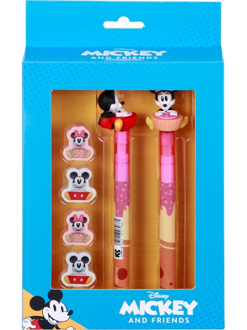 Disney Mickey y Minnie Mix Pack de Bolígrafo de Gel Borrable + Lápiz Eternal + 4 Gomas, Multicolor - Kiabi Disney Mickey y Minnie Mix Pack de Bolígrafo de Gel Borrable + Lápiz Eternal + 4 Gomas, Multicolor - Kiabi