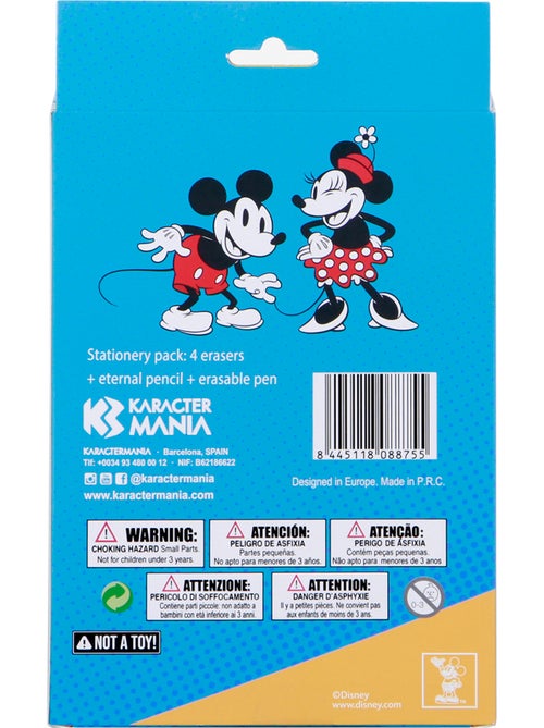 Disney Mickey y Minnie Mix Pack de Bolígrafo de Gel Borrable + Lápiz Eternal + 4 Gomas, Multicolor - Kiabi Disney Mickey y Minnie Mix Pack de Bolígrafo de Gel Borrable + Lápiz Eternal + 4 Gomas, Multicolor - Kiabi