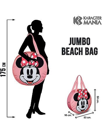 Disney Minnie Mouse Face Bolsa de Playa Jumbo, Multicolor