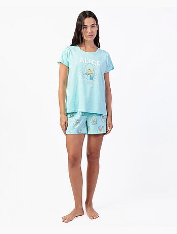 DISNEY Pijama Manga Corta Blue Alice para Mujer