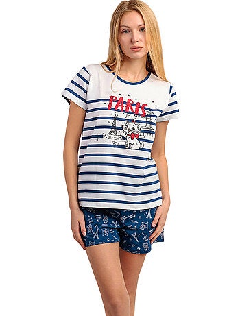 DISNEY Pijama Manga Corta Marie Paris para Mujer
