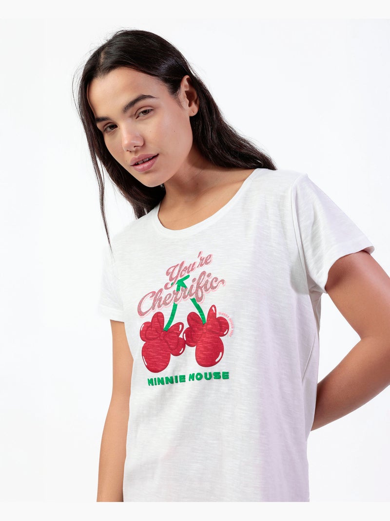 DISNEY Pijama Manga Corta Minnie Cherry para Mujer Blanco - Kiabi