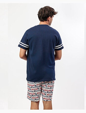 DISNEY Pijama Manga Corta Stitch University para Hombre