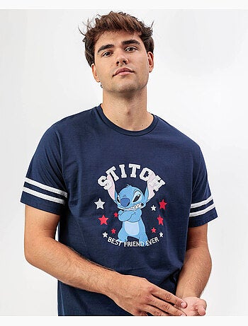 DISNEY Pijama Manga Corta Stitch University para Hombre