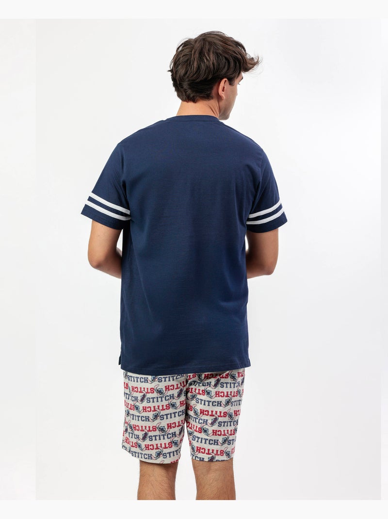 DISNEY Pijama Manga Corta Stitch University para Hombre Azul marino - Kiabi
