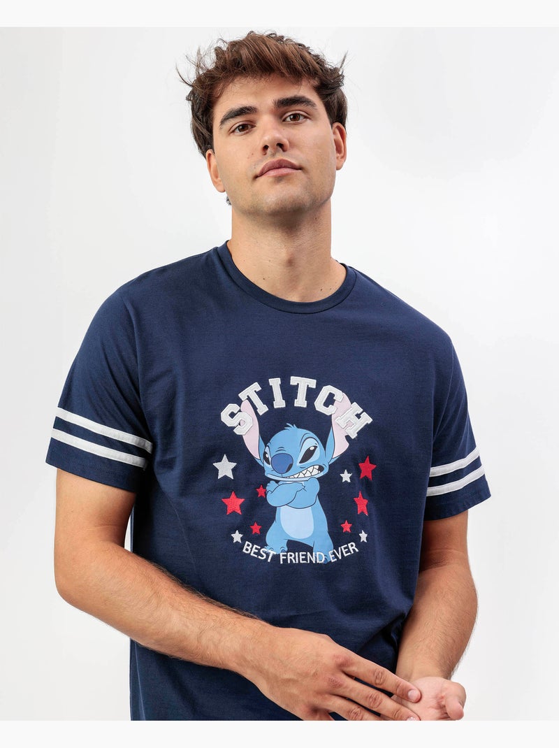 DISNEY Pijama Manga Corta Stitch University para Hombre Azul marino - Kiabi