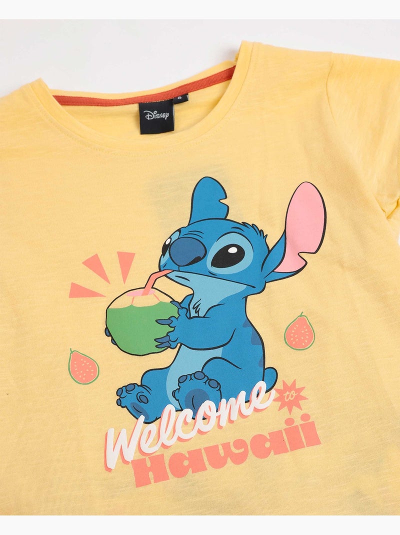 DISNEY Pijama Manga Corta Tropical Stitch para Niña Azul Amarillo - Kiabi
