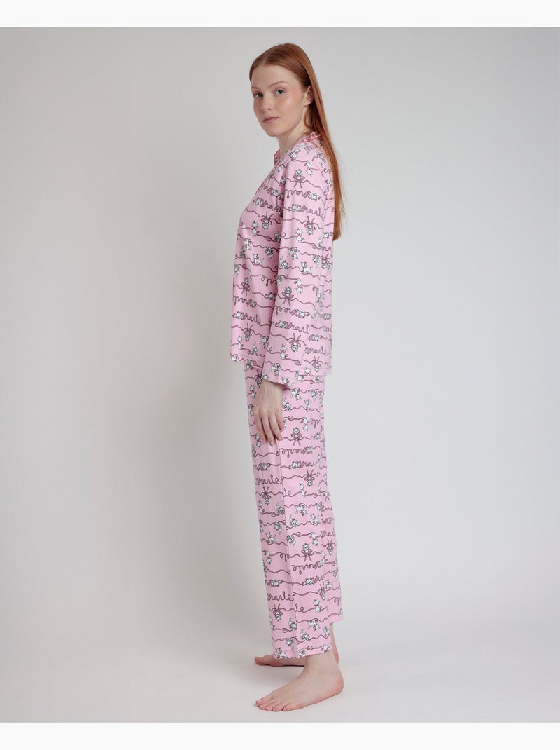 DISNEY Pijama Manga Larga Abierto Marie para Mujer Rosa - Kiabi