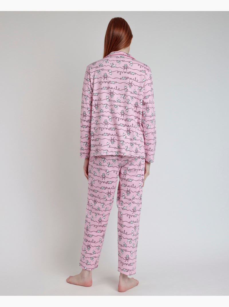 DISNEY Pijama Manga Larga Abierto Marie para Mujer Rosa - Kiabi