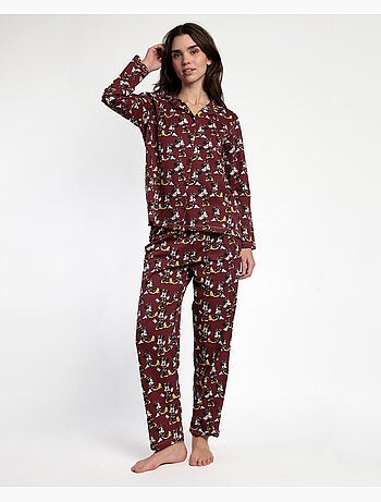 DISNEY Pijama Manga Larga Abierto Minnie Mouse para Mujer