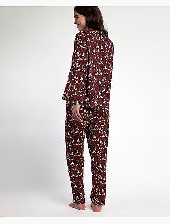DISNEY Pijama Manga Larga Abierto Minnie Mouse para Mujer
