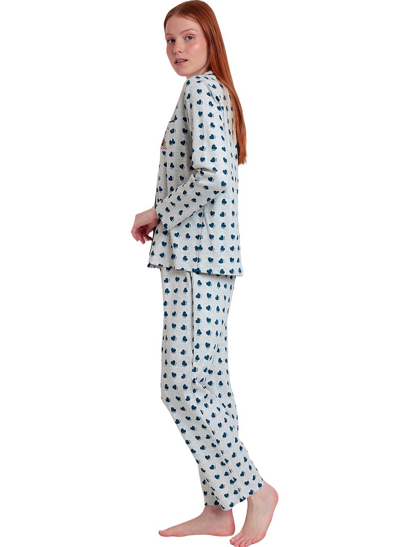 DISNEY Pijama Manga Larga Abierto You Make Me Love para Mujer Gris - Kiabi