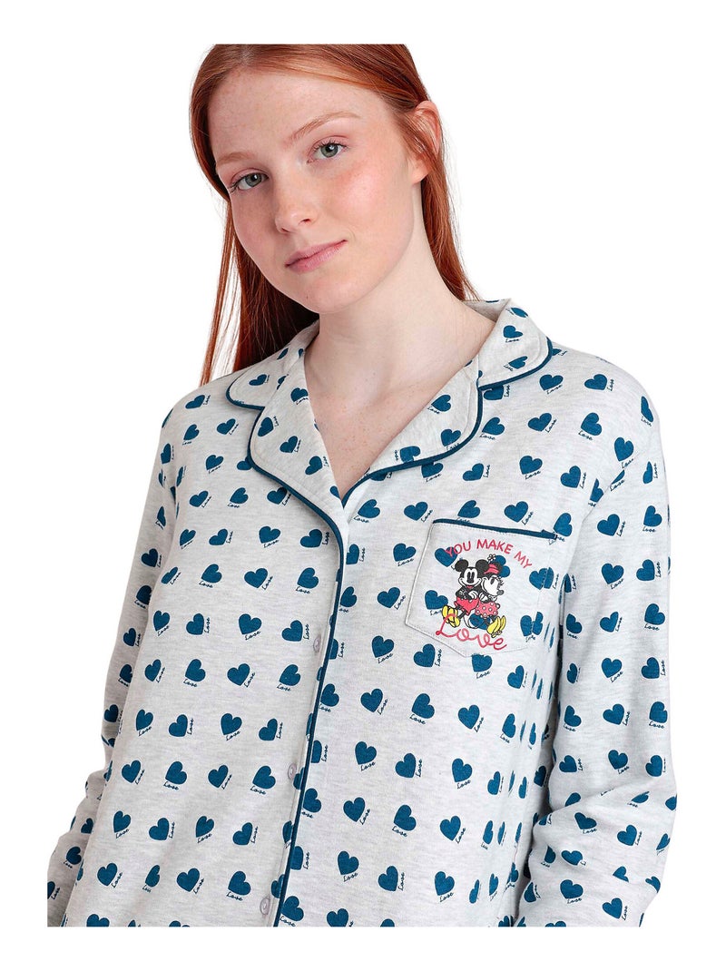 DISNEY Pijama Manga Larga Abierto You Make Me Love para Mujer Gris - Kiabi
