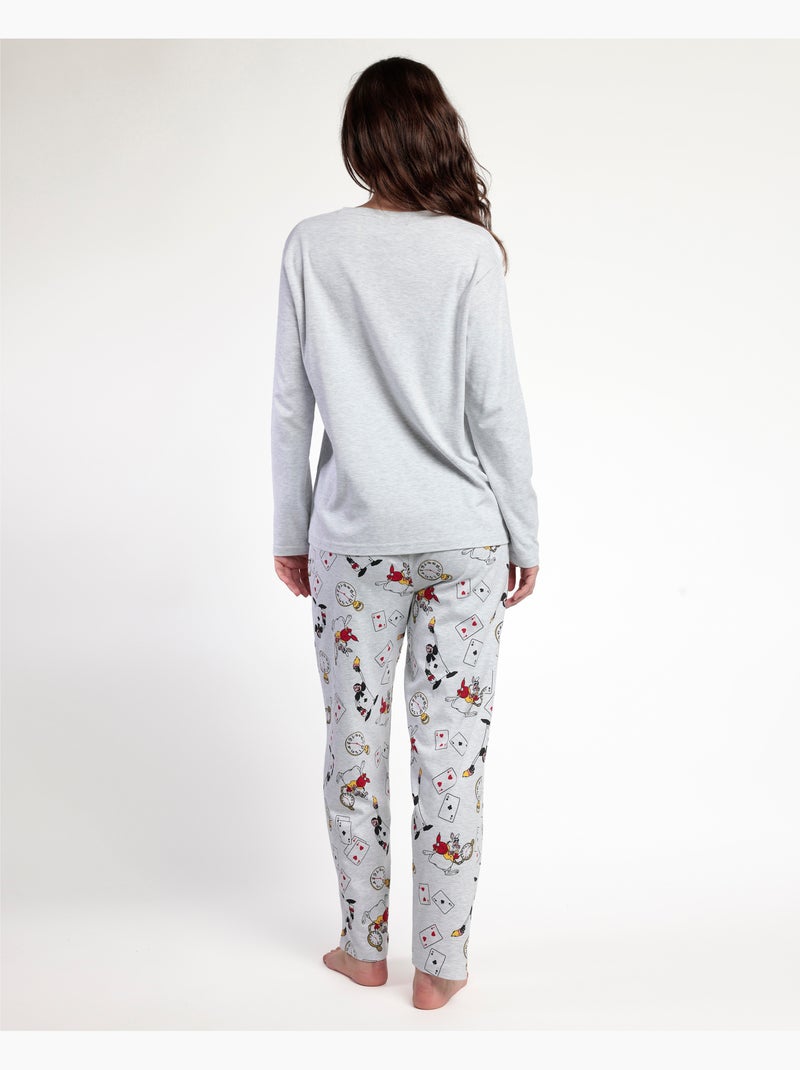 DISNEY Pijama Manga Larga Alice in Wonderland para Mujer Gris jaspeado - Kiabi
