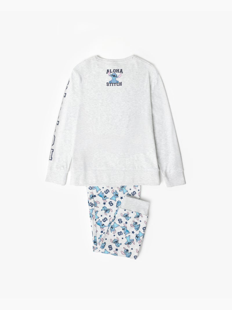 DISNEY Pijama Manga Larga Aloha Stitch para Niña Gris jaspeado - Kiabi