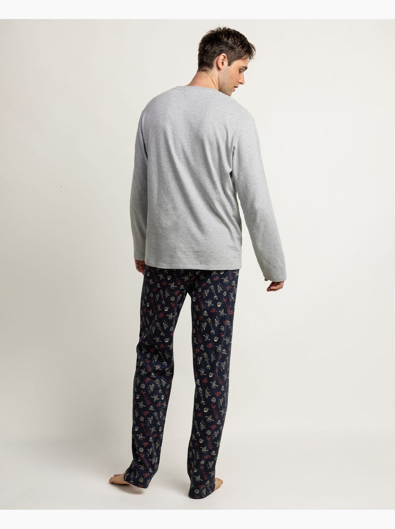 DISNEY Pijama Manga Larga American Classic para Hombre Gris jaspeado - Kiabi