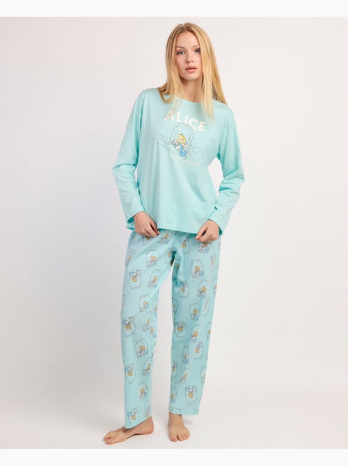 DISNEY Pijama Manga Larga Blue Alice para Mujer - Kiabi DISNEY Pijama Manga Larga Blue Alice para Mujer - Kiabi